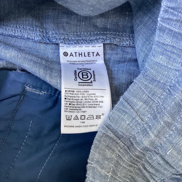 Athleta Retreat Blue Chambray Linen Jogger Pants Womens Zip Pockets 54023 Size 0 - Picture 5 of 5